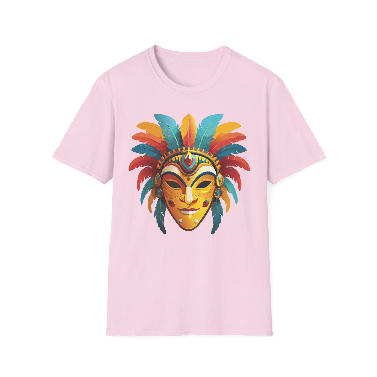 Mask Tee Shirt Unisex Masquerade Design Gildan Softstyle 100 Percent Cotton Tee for Everyday Comfort