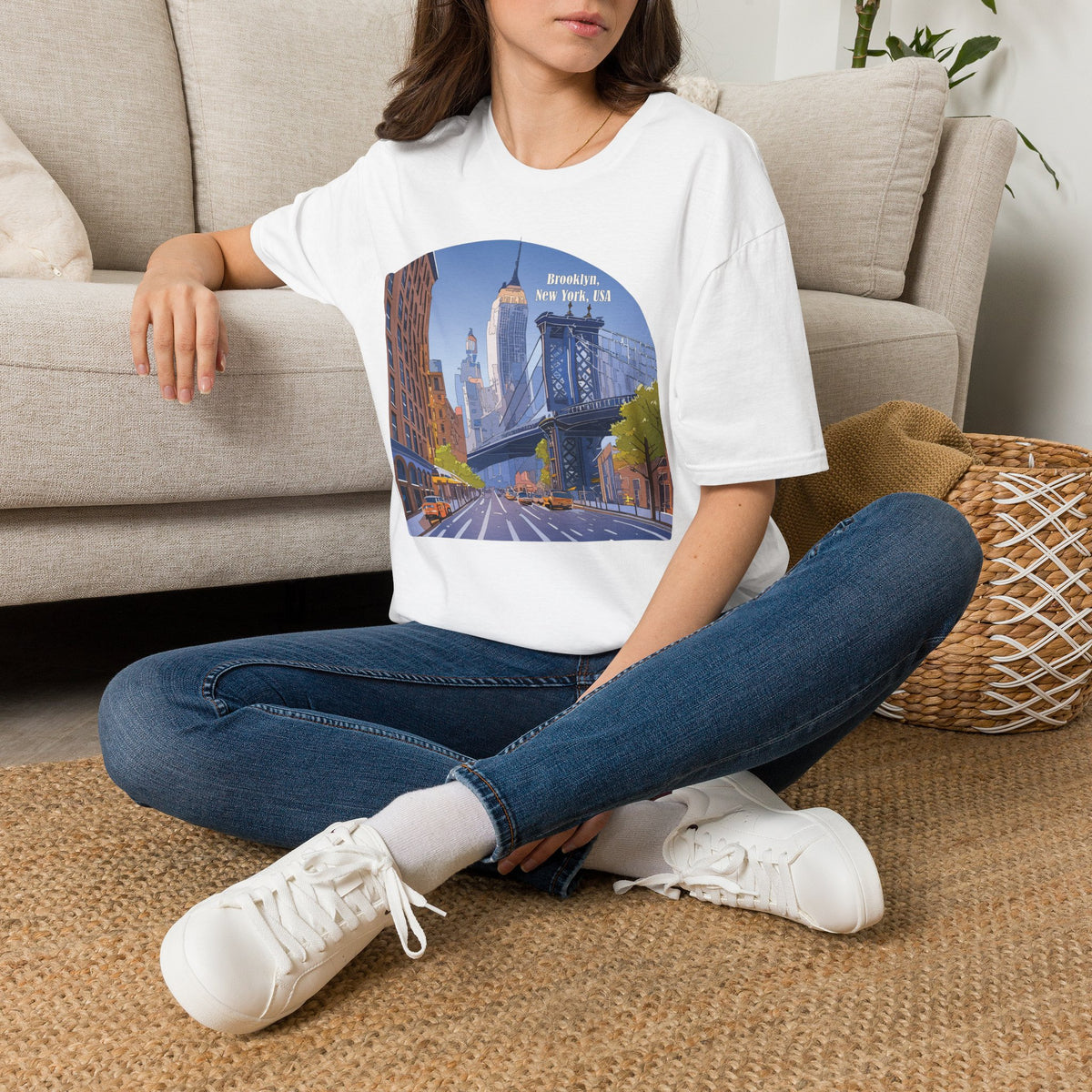 Brooklyn New York Skyline T-Shirt | Manhattan Bridge Cityscape