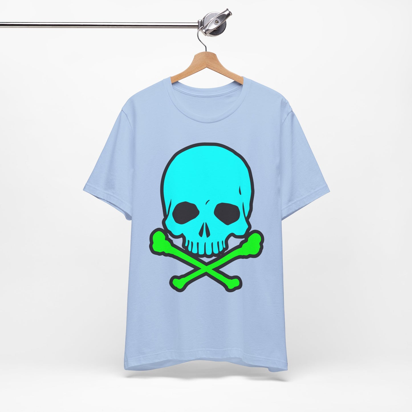 Blue Skull Graphic Design Tee, Skull Shirt, Vintage Tees, Art Design T-Shirt, Vintage Graphic Tee, Art Shirts with Skulls