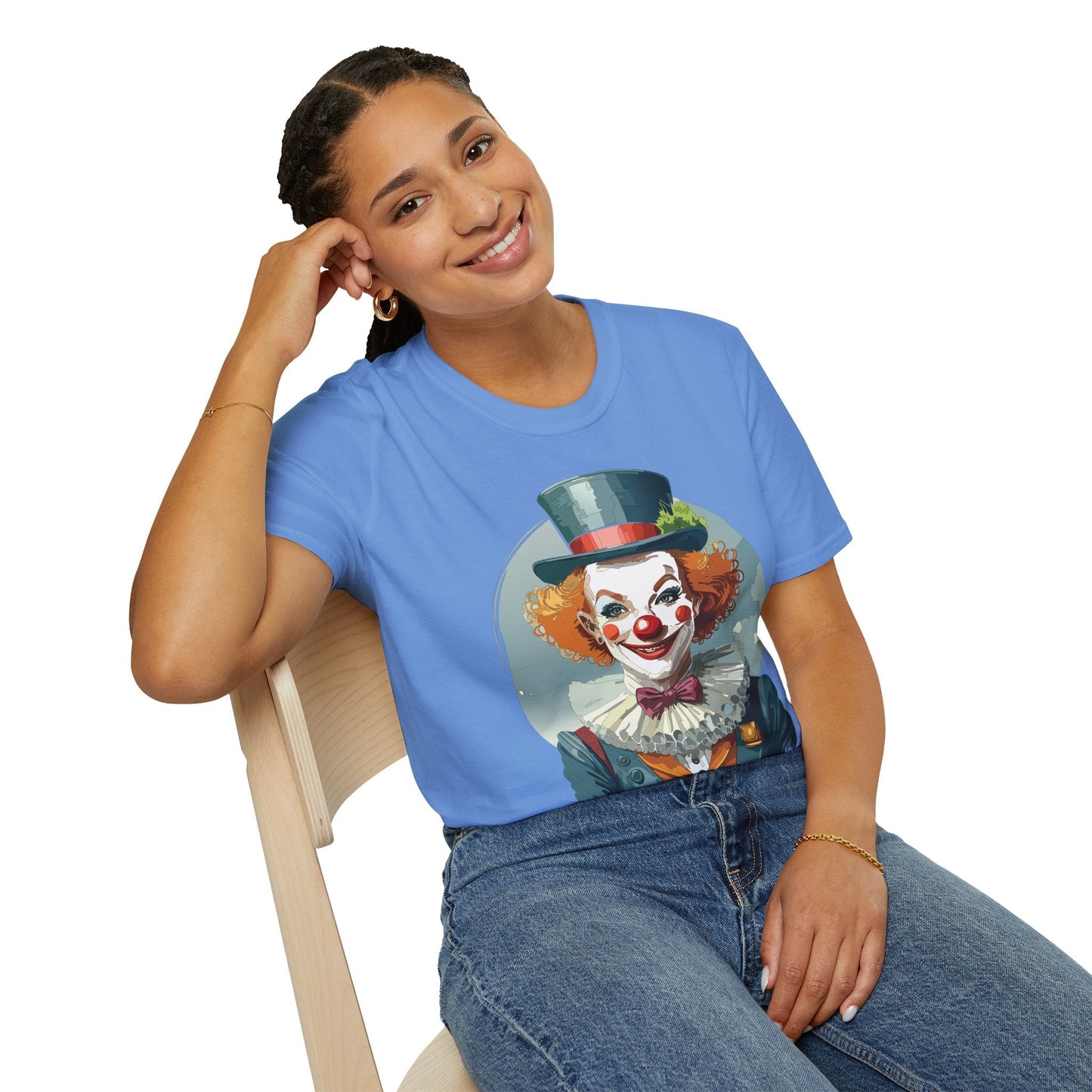 Unisex Clown Shirt Funny Man Circus Design Hundred Percent Ring Spun Cotton Gildan Softstyle Tee
