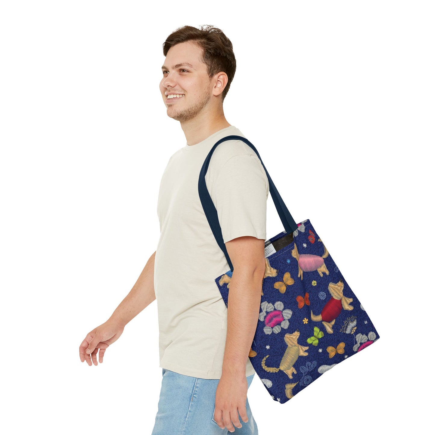 Denim Fabric Imitation Print Unisex Canvas Bag Poly Spun 3 Sizes Tote Bag 191-4