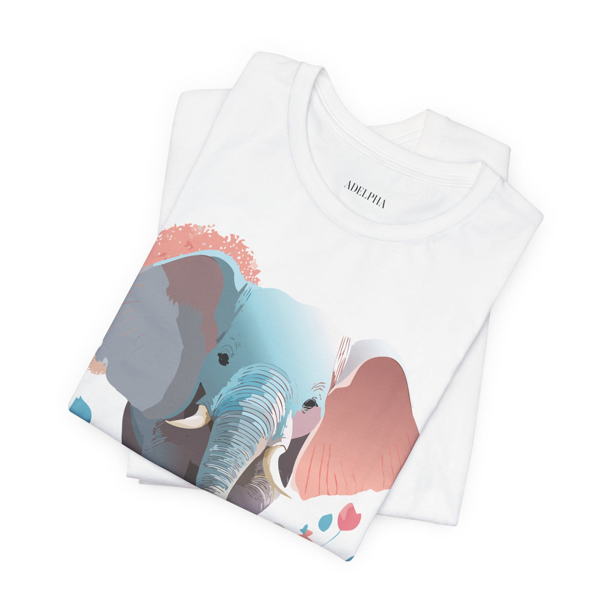 Elephant Graphic Unisex Cotton Bella+Canvas Tee with Art Animal Design e132