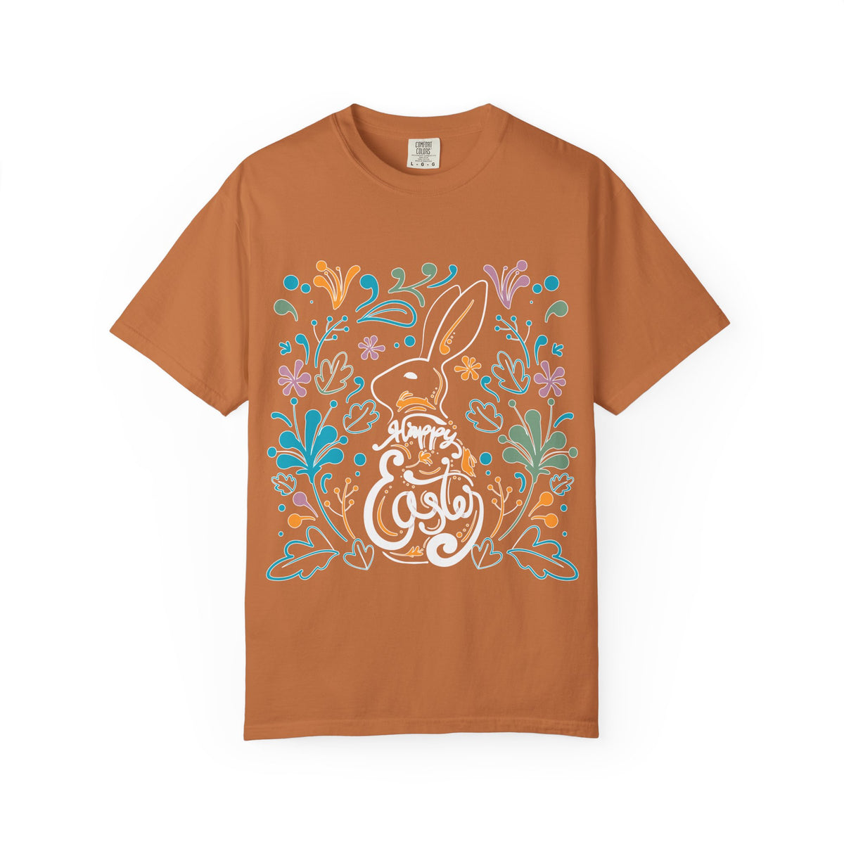 Easter Bunny Floral T-Shirt, Tee Shirt with Easter Signature, T Shirt with Easter Prints, Tee Shirt with Easter Design