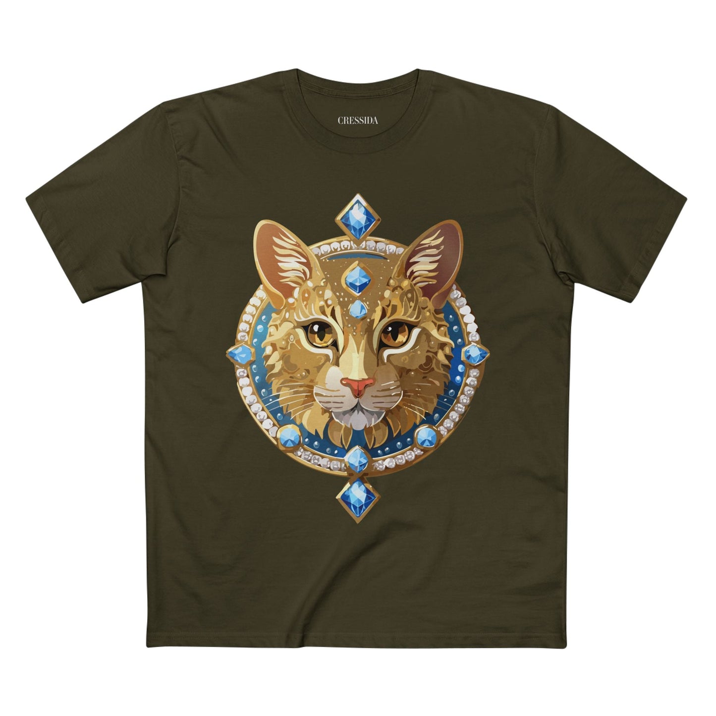 Cat Graphic Unisex 100 Cotton Tee With Unique Animal Golden Medallion Art Design 10