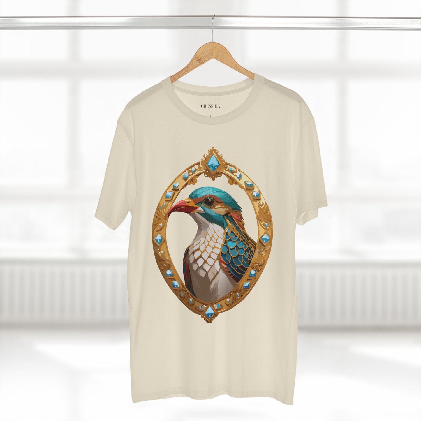 Bird Graphic Unisex 100 Cotton Tee With Unique Animal Golden Medallion Art Design 22