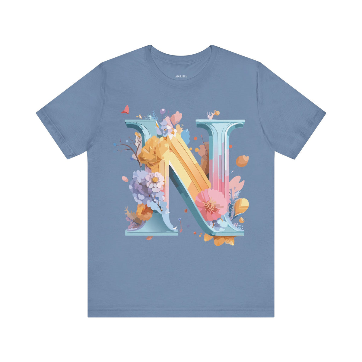 Letter N Graphic Unisex Cotton Bella+Canvas Tee with Art Letter Design