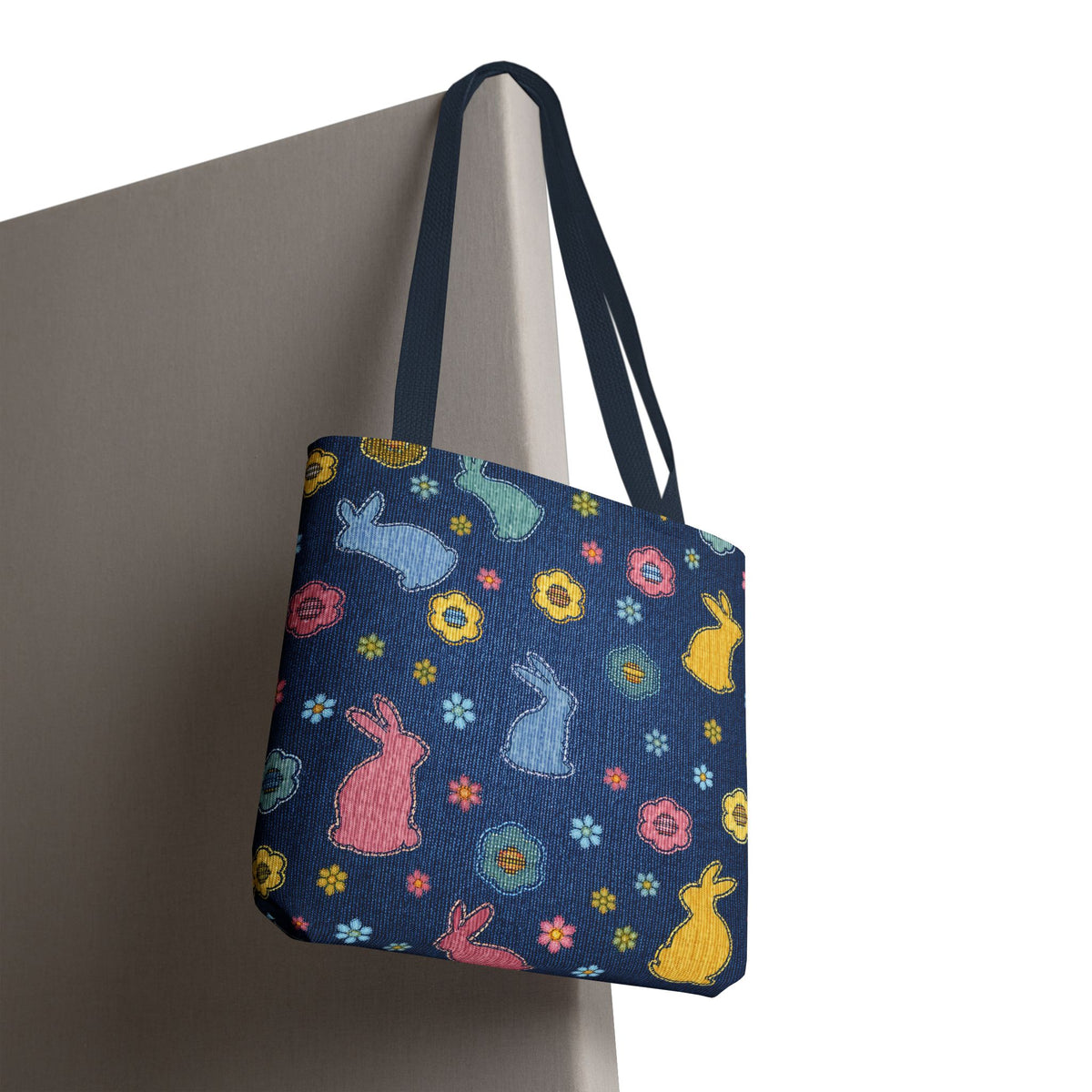 Easter Graphic Design Denim Fabric Imitation Print Unisex Canvas Bag Poly Spun 3 Sizes Tote Bag 204-6