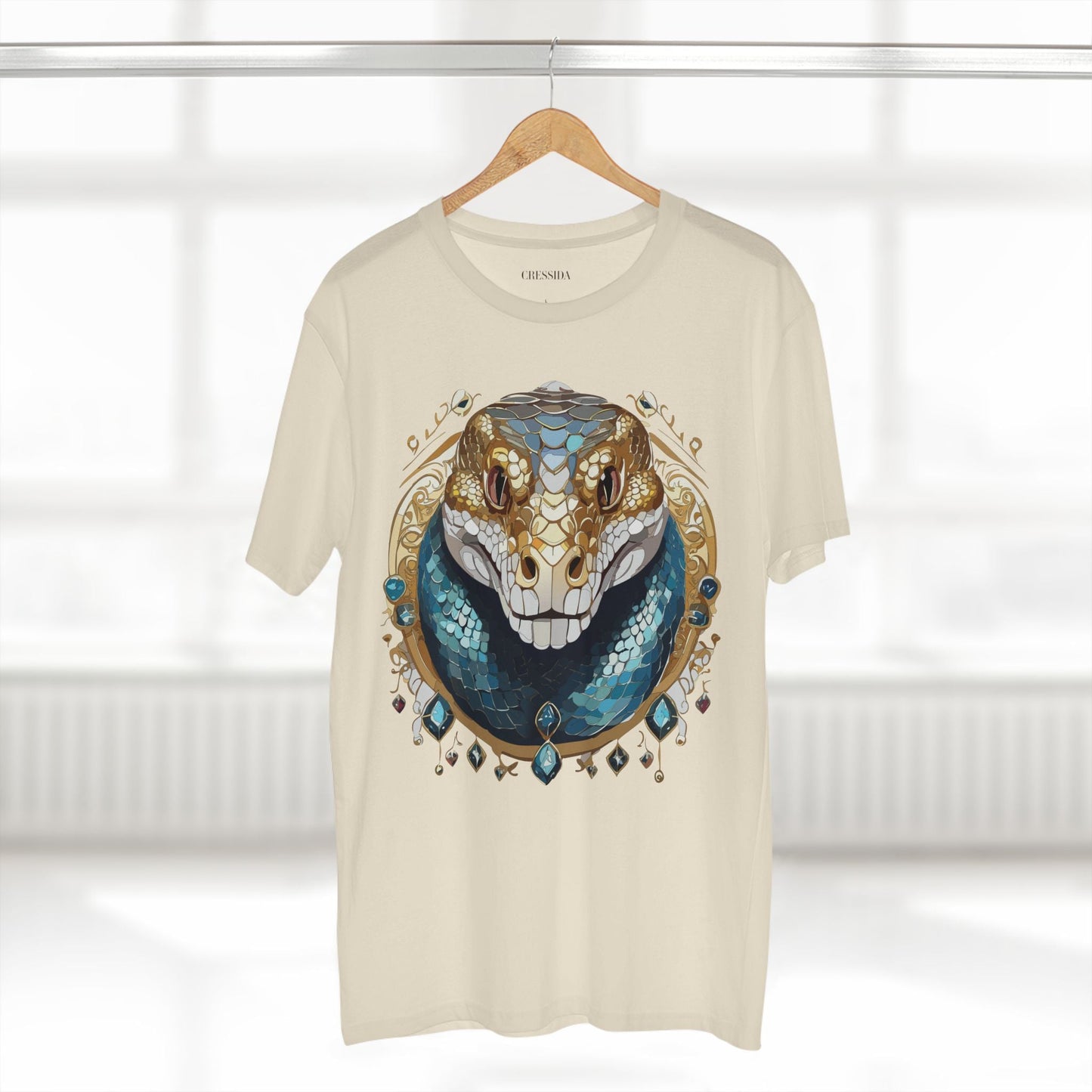 Snake Graphic Unisex 100 Cotton Tee With Unique Animal Golden Medallion Art Design 43