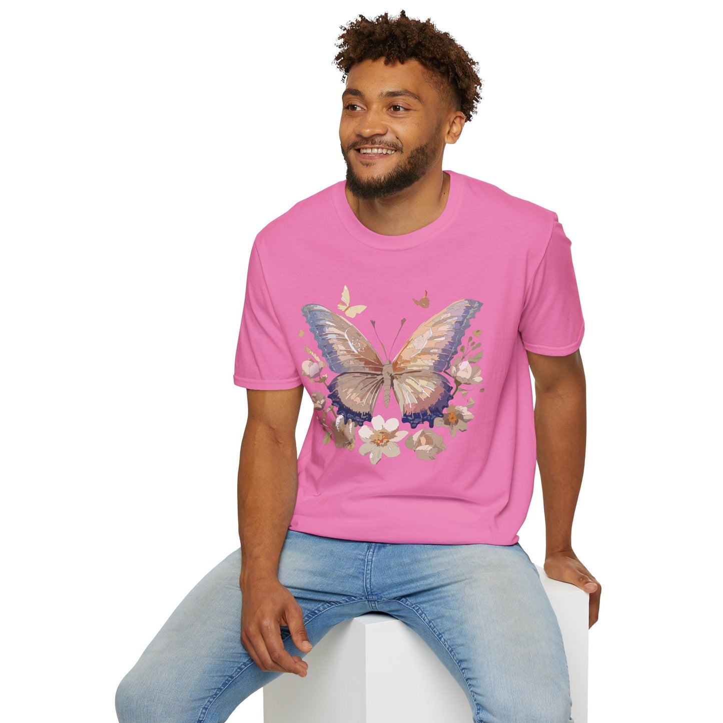 Butterfly T Shirt Unisex Softstyle Monarch Design 100 Percent Cotton Tee For Everyday Comfort
