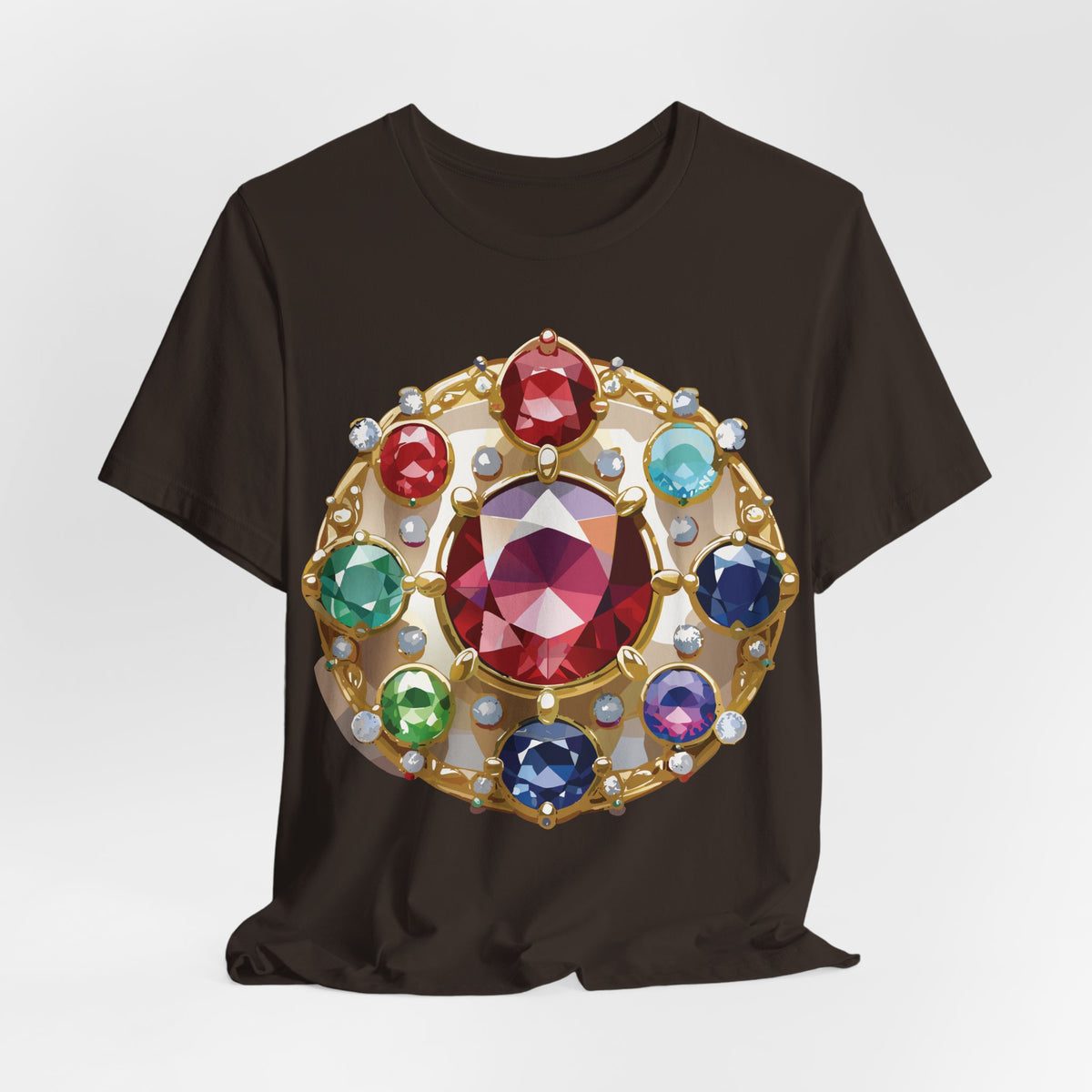 Jewelry Graphic Unisex Cotton Bella+Canvas Tee with Gemstones Art Design m49