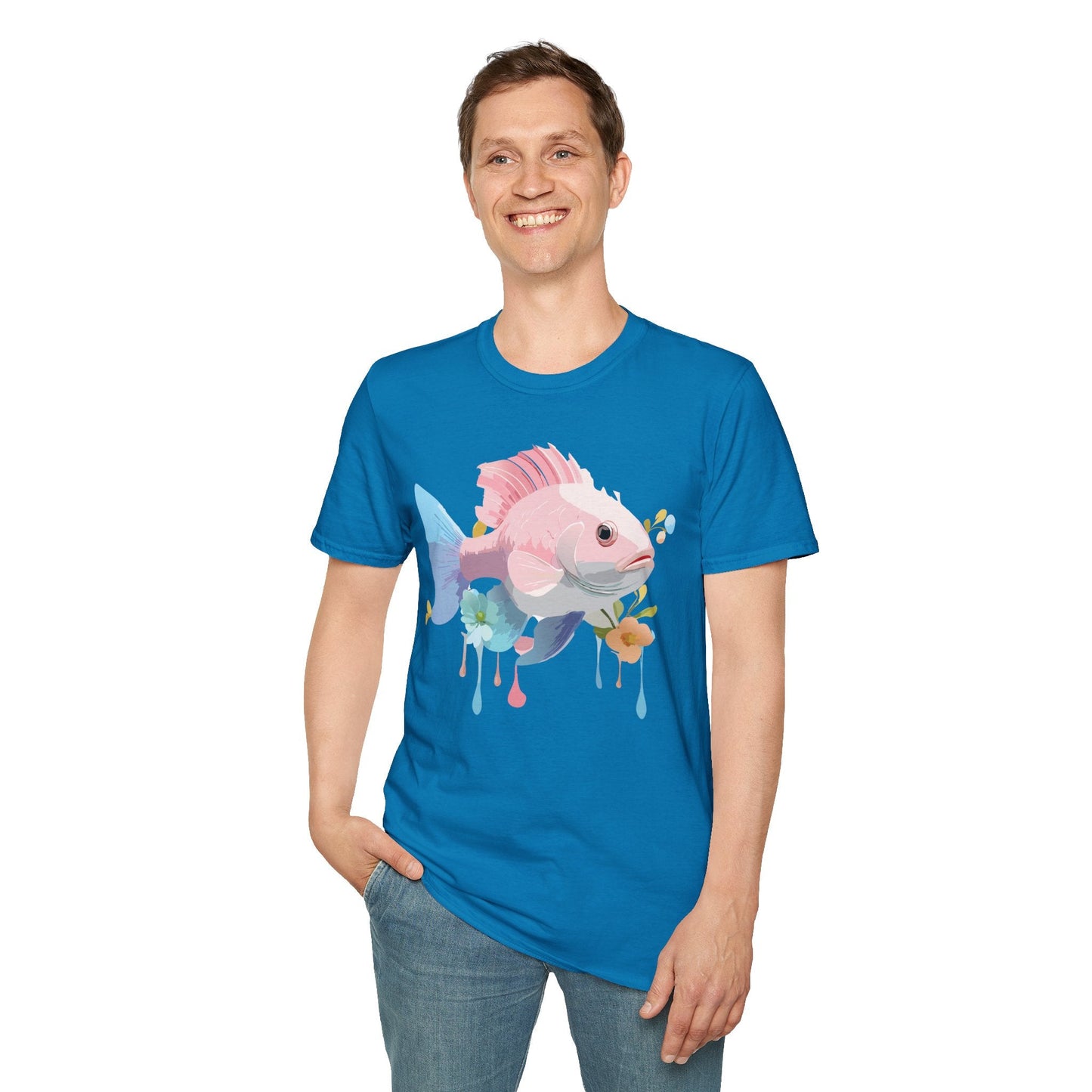 Fish Art Design Shirt Unisex Graphic Tee With Fish Illustration Gildan Softstyle 64000