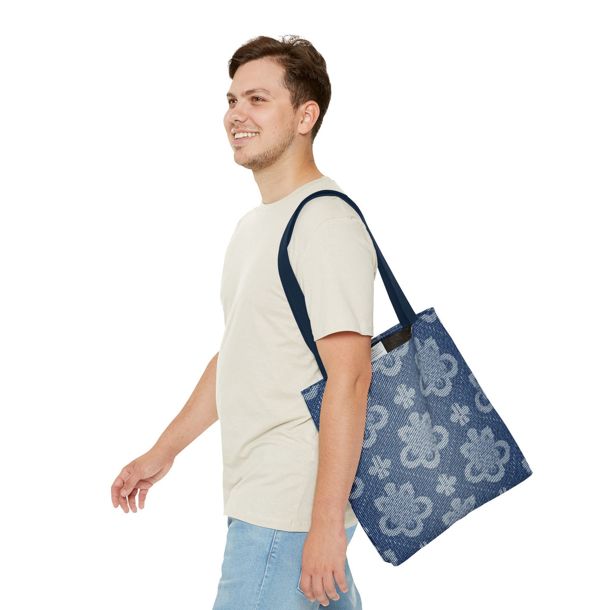 Denim Fabric Imitation Print Unisex Canvas Bag Poly Spun 3 Sizes Tote Bag 108