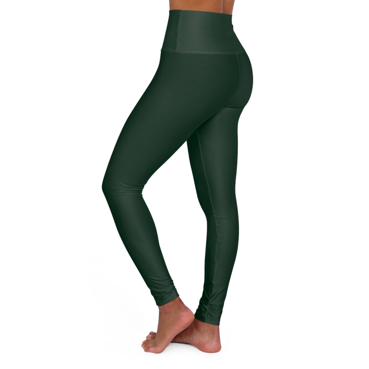 Evergreen Green Color High-Waist Yoga Leggings Women's Seamless Poly-Span Stretchy Pants XS-2XL