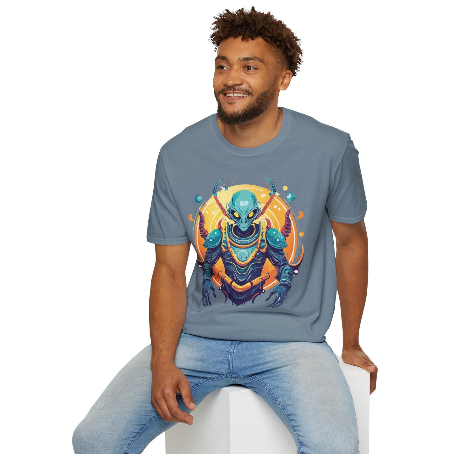 Alien Graphic Unisex Cotton Softstyle UFO Artwork Tee 16