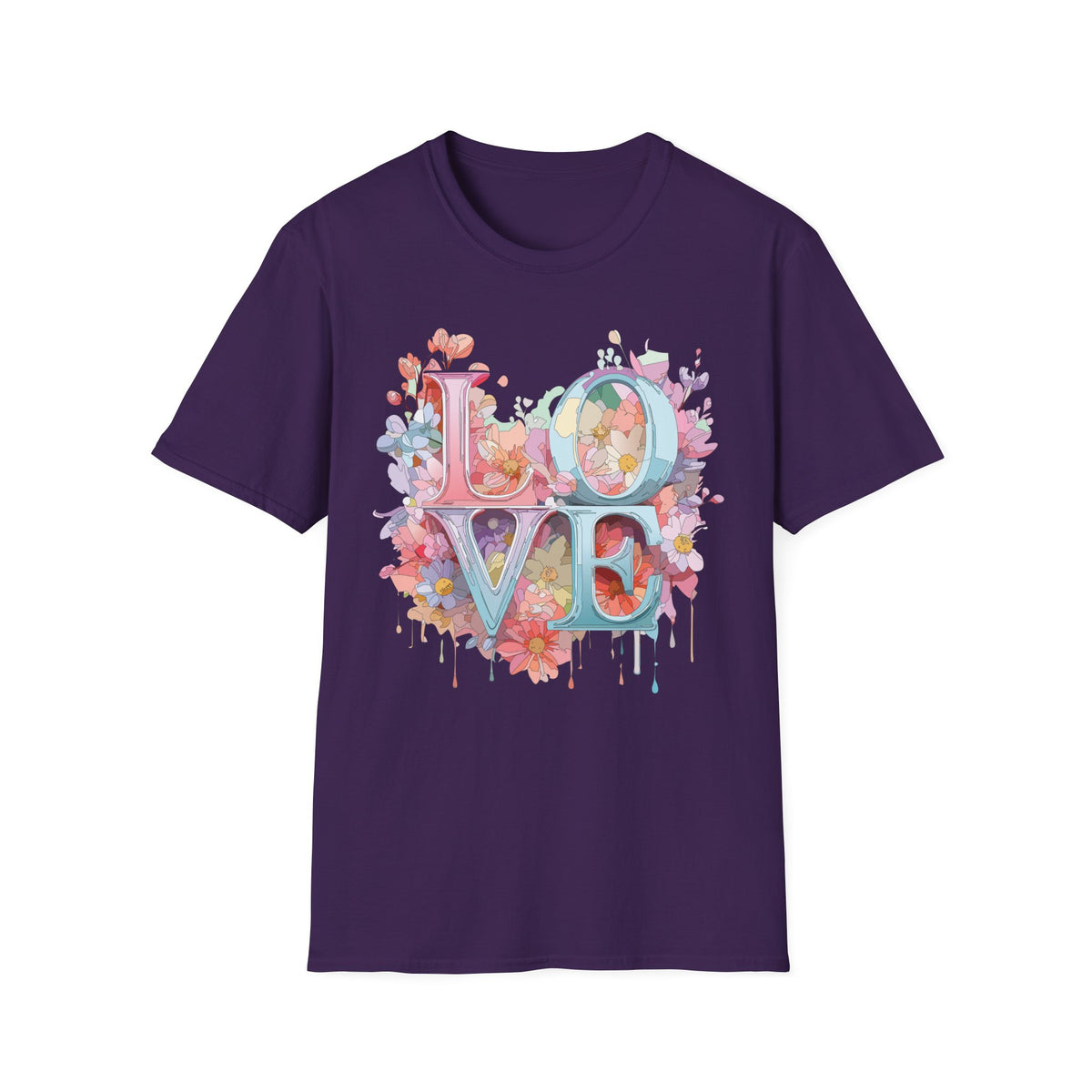 Floral LOVE Typography T-Shirt | Flower Letters Tee