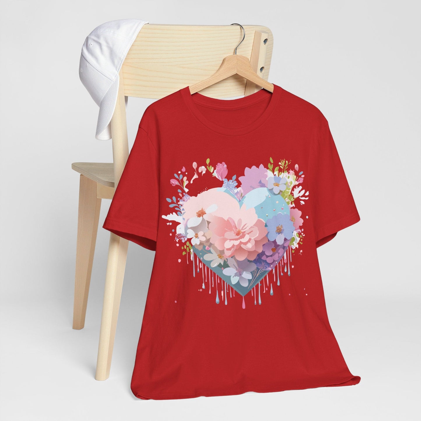 Valentine Day Graphic Unisex 100 Cotton Vintage Artwork with Love and Flower Design Tee 32