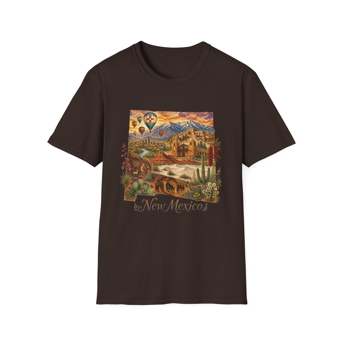 New Mexico State Travel Tourist Graphic Design Unisex 100 Cotton Gildan T-Shirt
