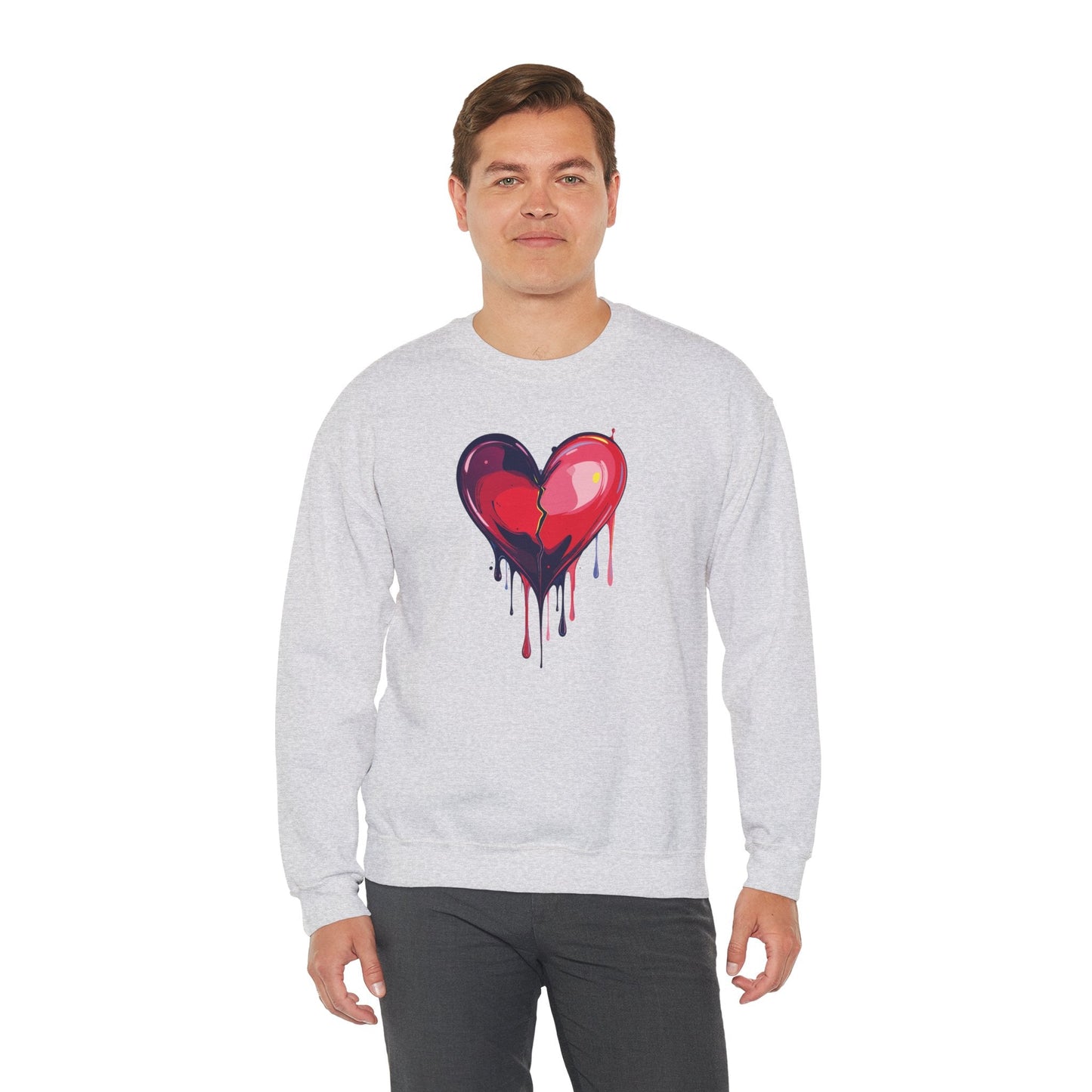 Red Heart Floral Sweatshirt Unisex Heavy Blend Crewneck Valentines Day Love Sweatshirt