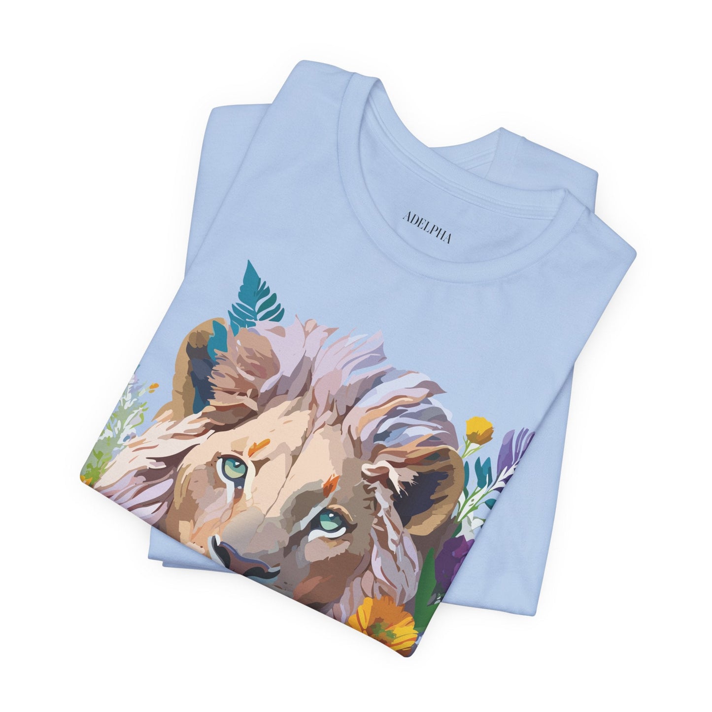 Lion Graphic Tee Unisex Short Sleeve Shirt With Vintage Inspired Artwork By Adelpha