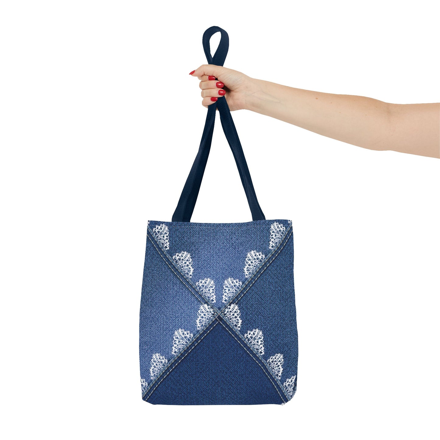 Denim Fabric Imitation Print Unisex Canvas Bag Poly Spun 3 Sizes Tote Bag 110