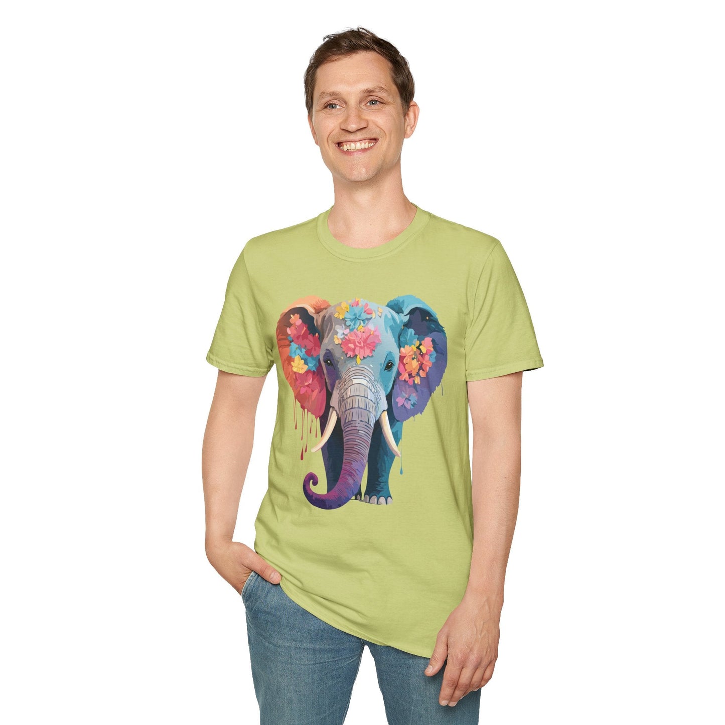 Unisex Elephant T Shirt Gildan SoftStyle 64000 100 Percent Ring Spun Cotton Tee Shirt