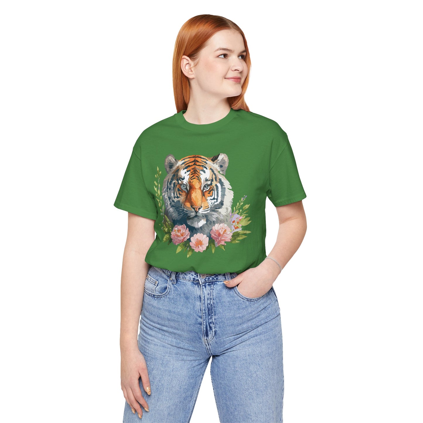 Floral Tiger Shirt, Animal Shirt, Tiger Tee, Unisex Tee, Floral T-shirt, T-Shirt with Animal