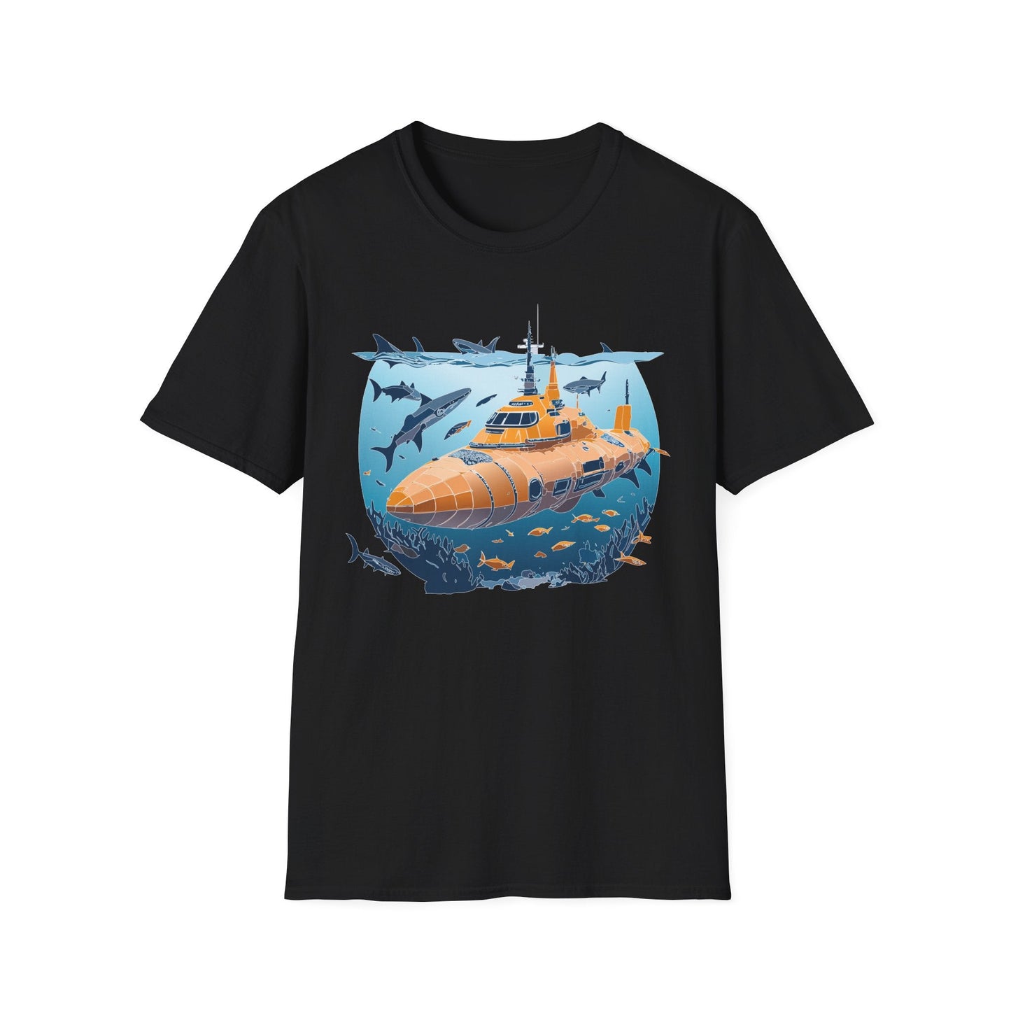 Ocean Graphic Tee Shirt Unisex Softstyle 64000 Gildan Lightweight Breathable Ocean Design U Boat