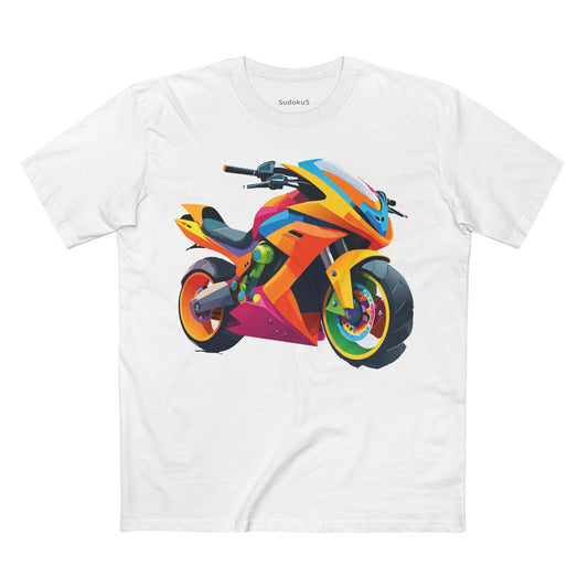Moto Bike Graphic Unisex 100 Cotton Staple Tee 8