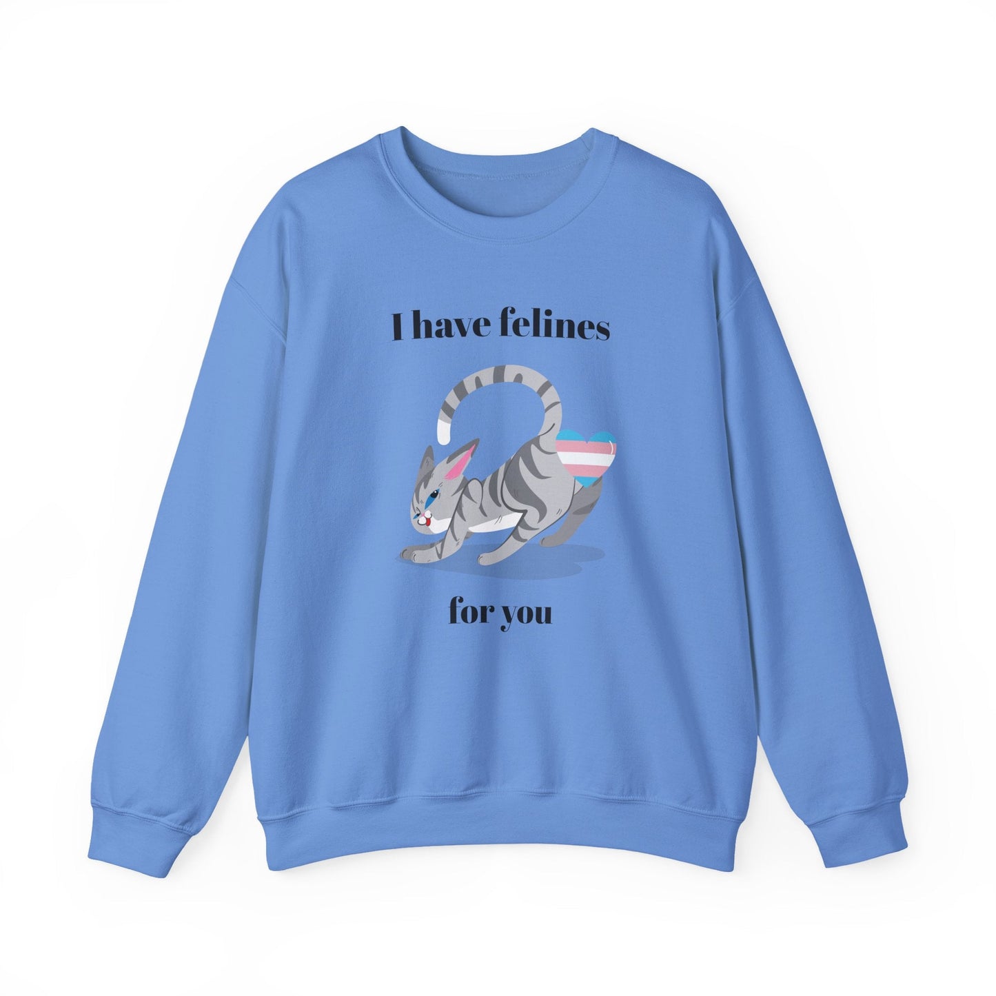 Cat Heart Sweatshirt Unisex Valentine Design 50 50 Cotton Poly Gildan 18000 Crewneck