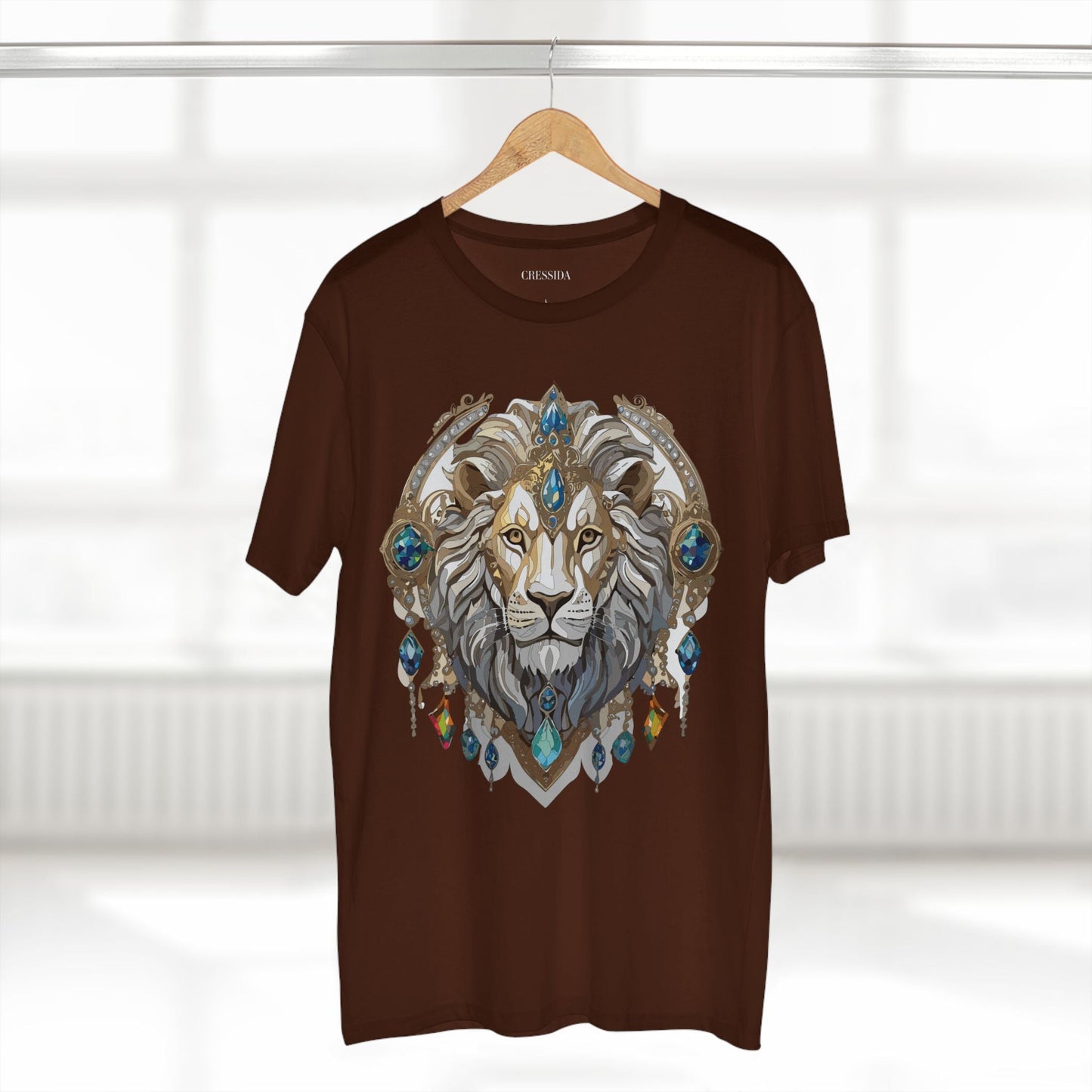 Lion Graphic Unisex 100 Cotton Tee With Unique Animal Golden Medallion Art Design 58