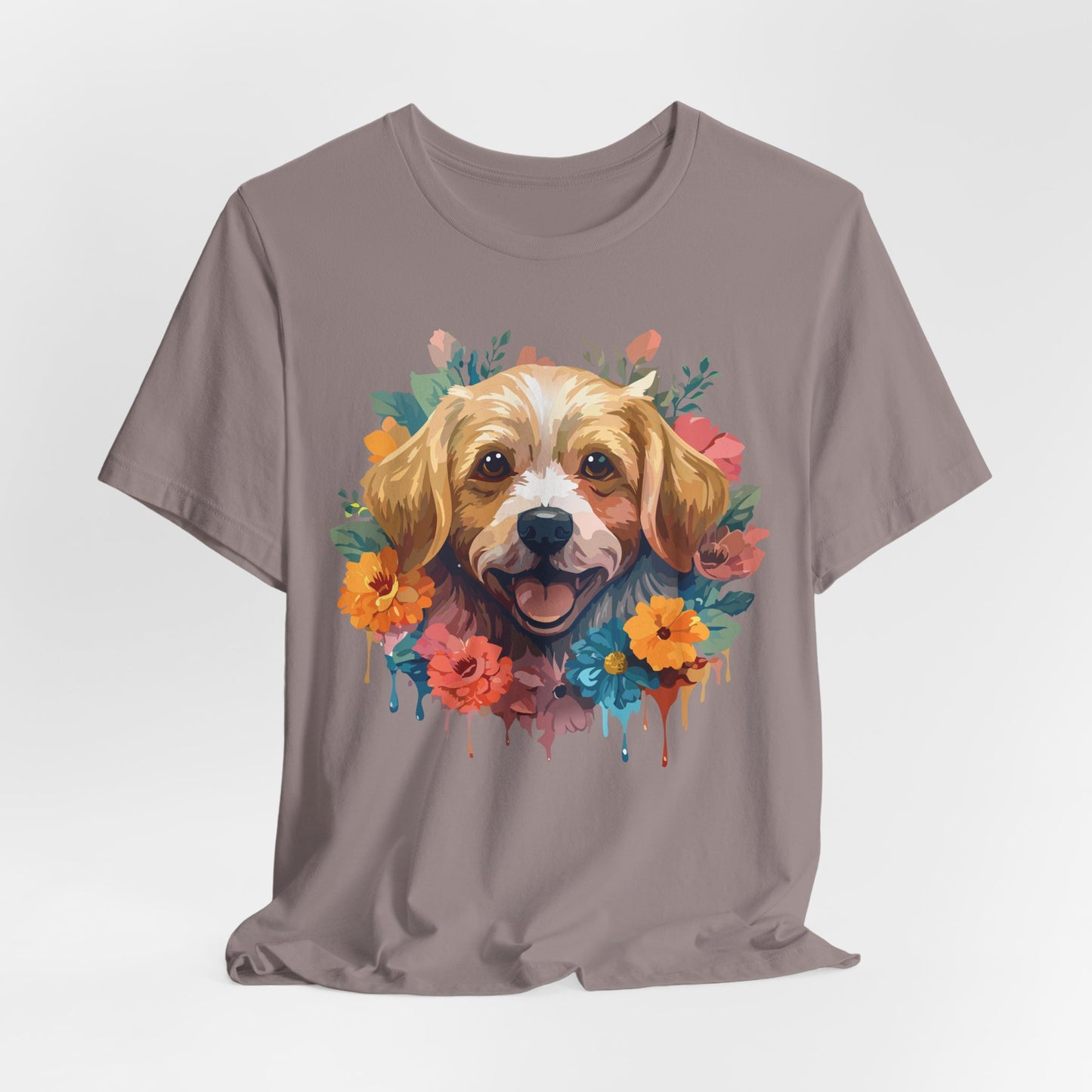Floral Dog Tee, Animal Shirt, Dog Shirt, Floral Tee, Flower T-shirt, T-Shirt with Animal, Summer Top with Art Design
