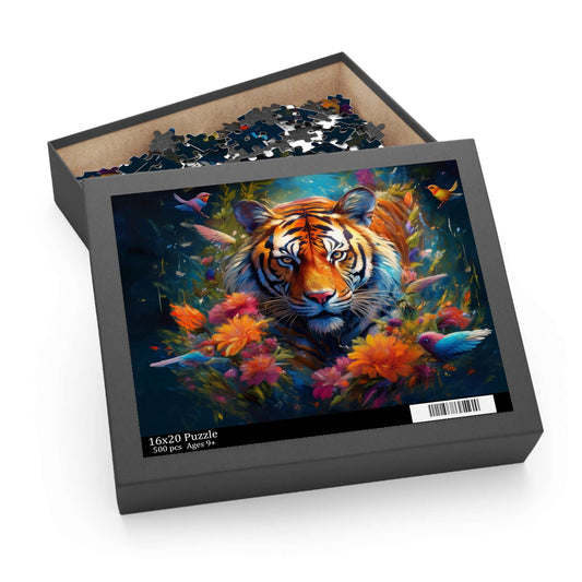Tiger Puzzle 500-Chipboard Pieces in Box | Kids Puzzles Size: 16" x 20",  Ages 9+ and Family pn63