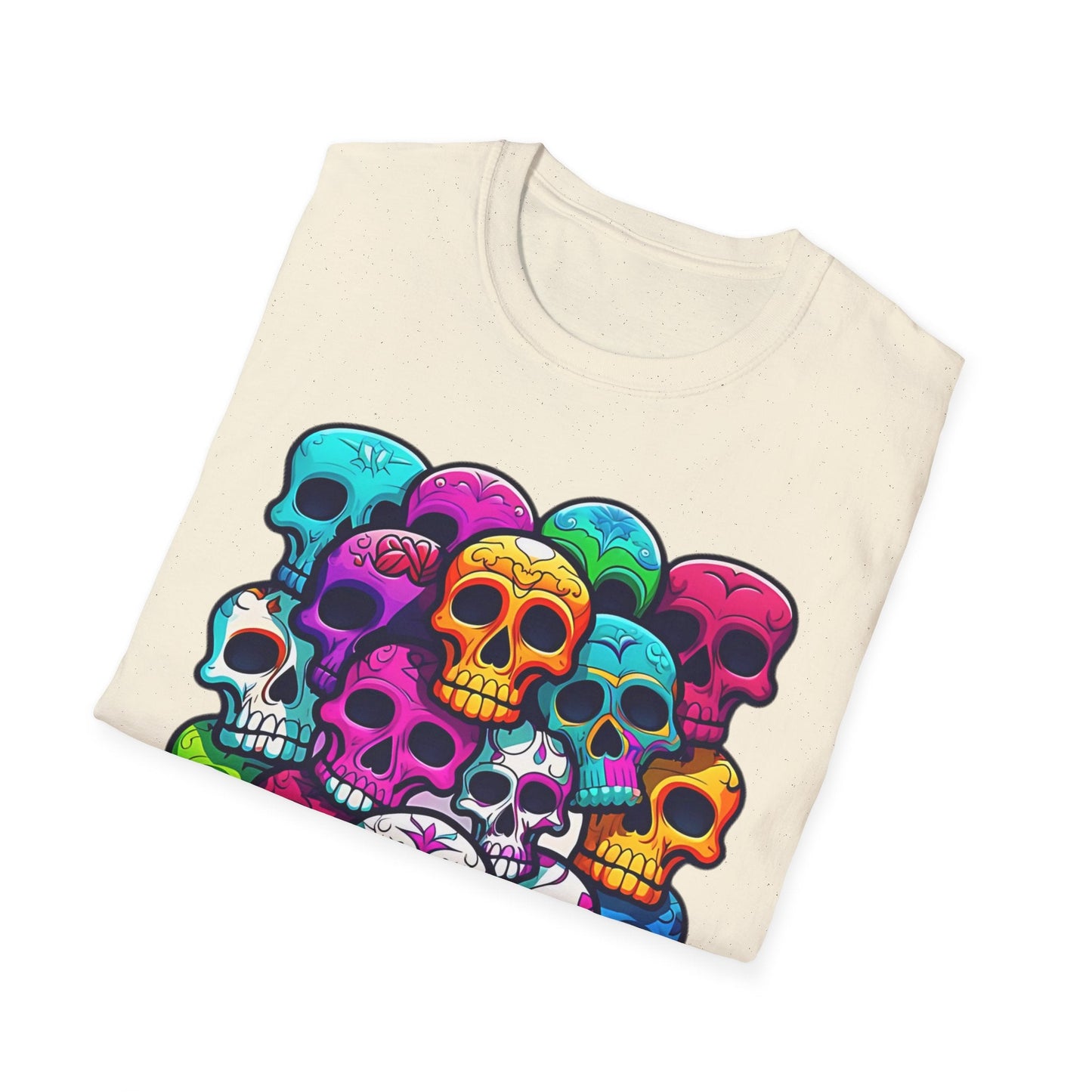 Unisex Skull Tee Shirt With Skeleton Design Gildan Softstyle 64000 100 Percent Ring Spun Cotton