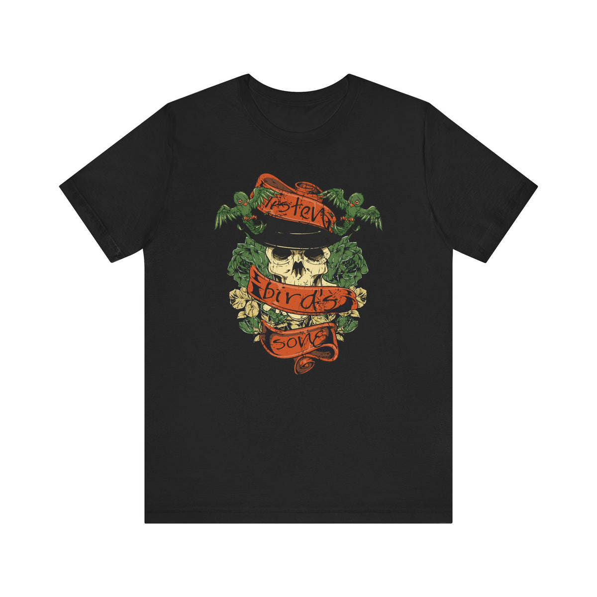 Skull with Bandana Tee Floral Vines Tattoo Style Graphic Unisex Cotton Shirt Art-38