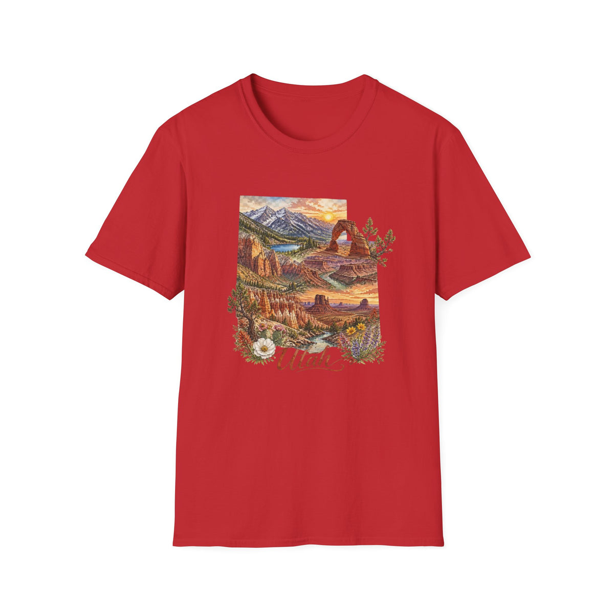 Utah Scenic T-Shirt — Vintage National Park Landscape Tee Travel Tourist Graphic Design Unisex 100 Cotton Gildan T-Shirt