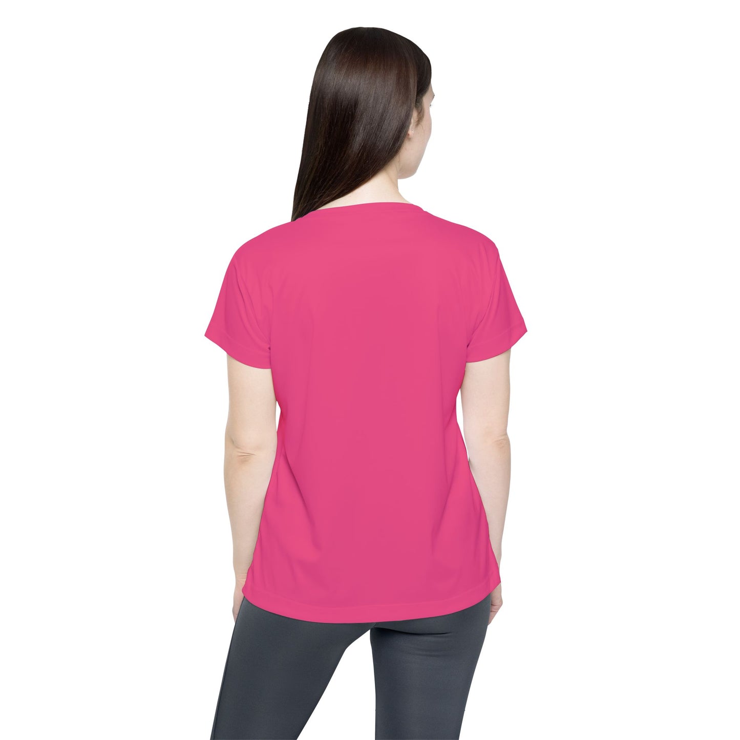 Wild Strawberry Women's Sports Jersey Short Sleeves 100% Poly Solid Pink Color Print Athletic Tee