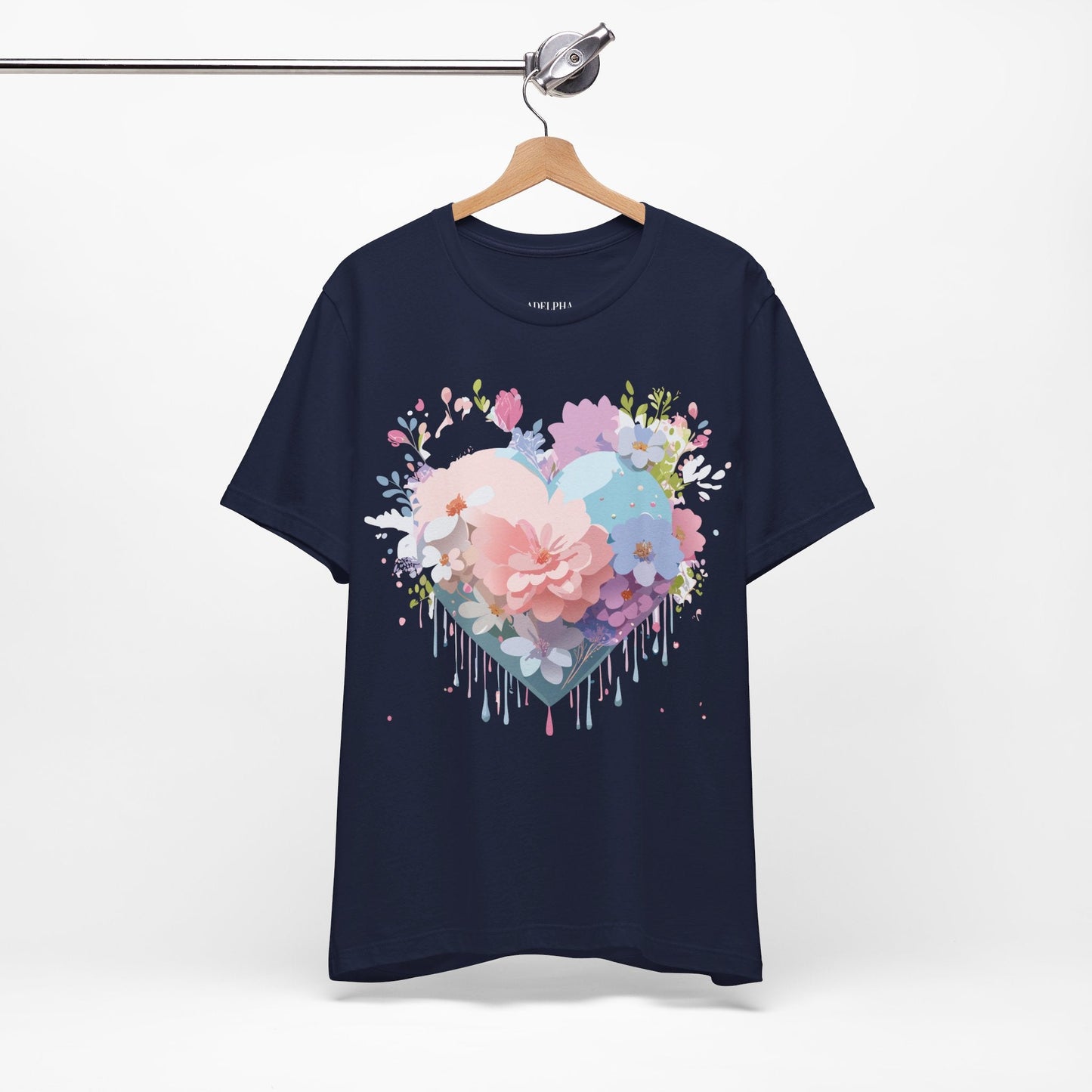 Valentine Day Graphic Unisex 100 Cotton Vintage Artwork with Love and Flower Design Tee 32