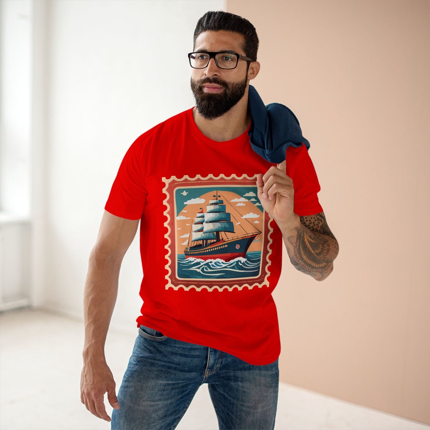 Postage Stamp Shirt Unisex Premium Cotton Tee With Original Art Design Retro2Nova