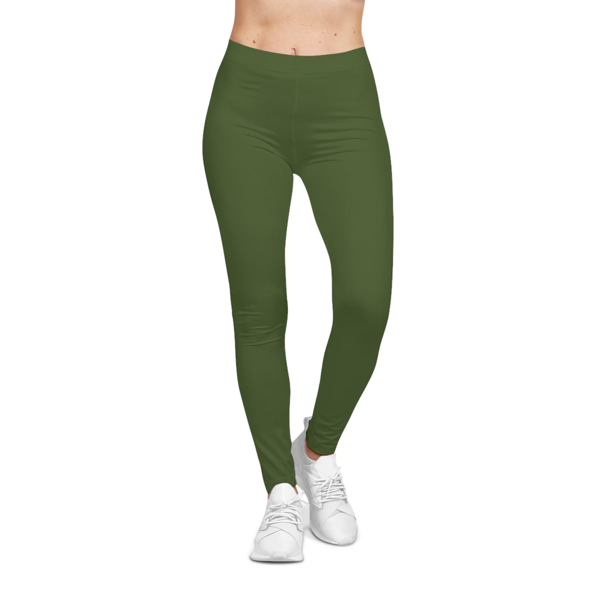 Olive Leaf Color Women's Poly-Span Casual Leggings XS-2XL