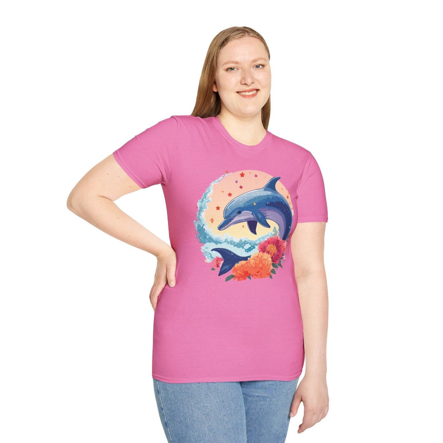Dolphin Shirts Unisex Tee 100 Percent Ring Spun Cotton Gildan Softstyle 64000 For Everyday Comfort