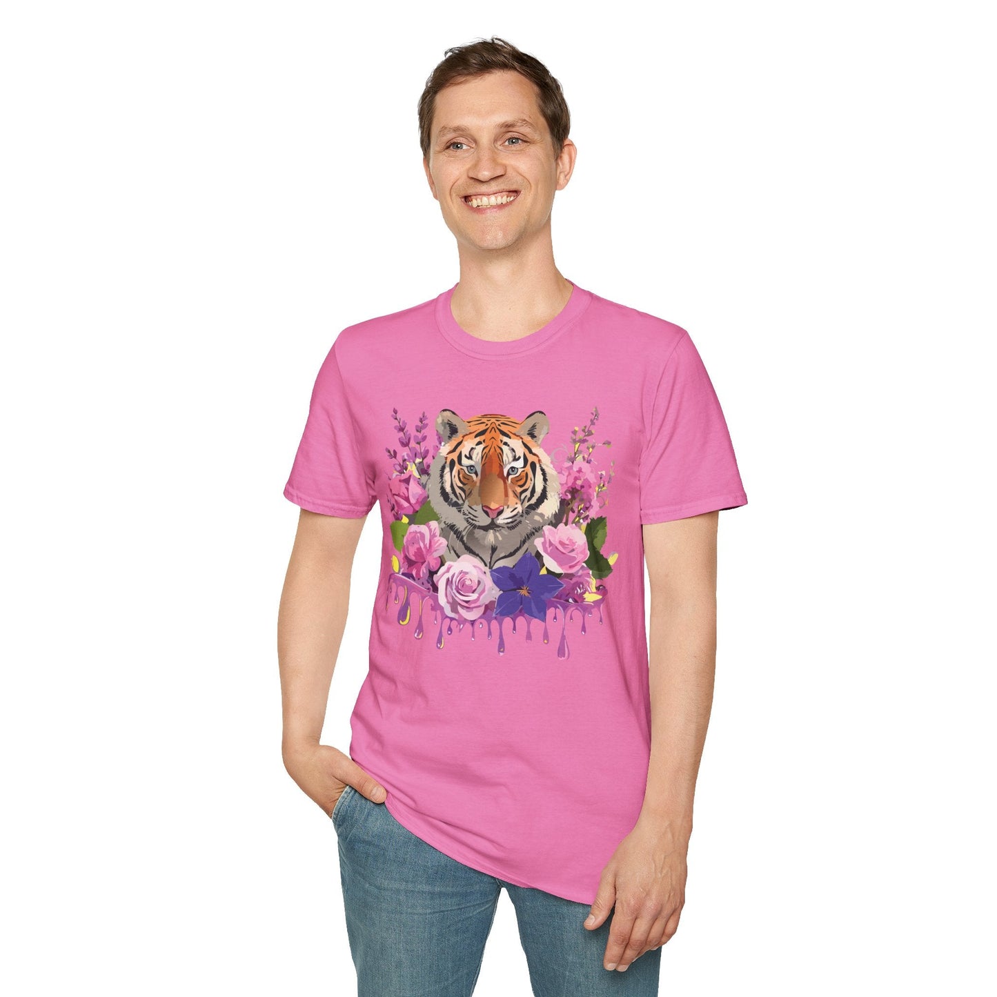 Tiger Print Shirt Unisex Animal Tee Softstyle Gildan 64000 Cotton