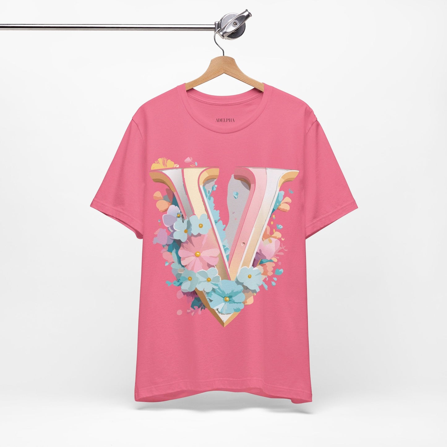 Adelpha Letter V Shirt Graphic Tee Unisex Jersey Short Sleeve Vintage Inspired Design