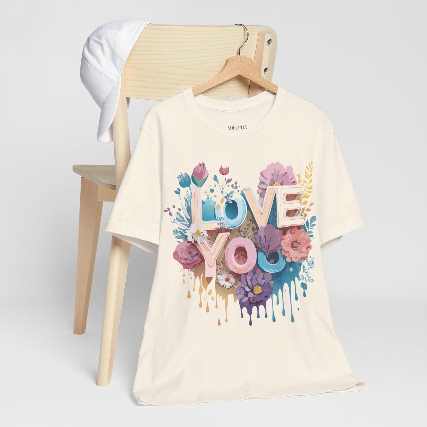 Valentine Day Graphic Unisex 100 Cotton Vintage Artwork with Love and Flower Design Tee 37