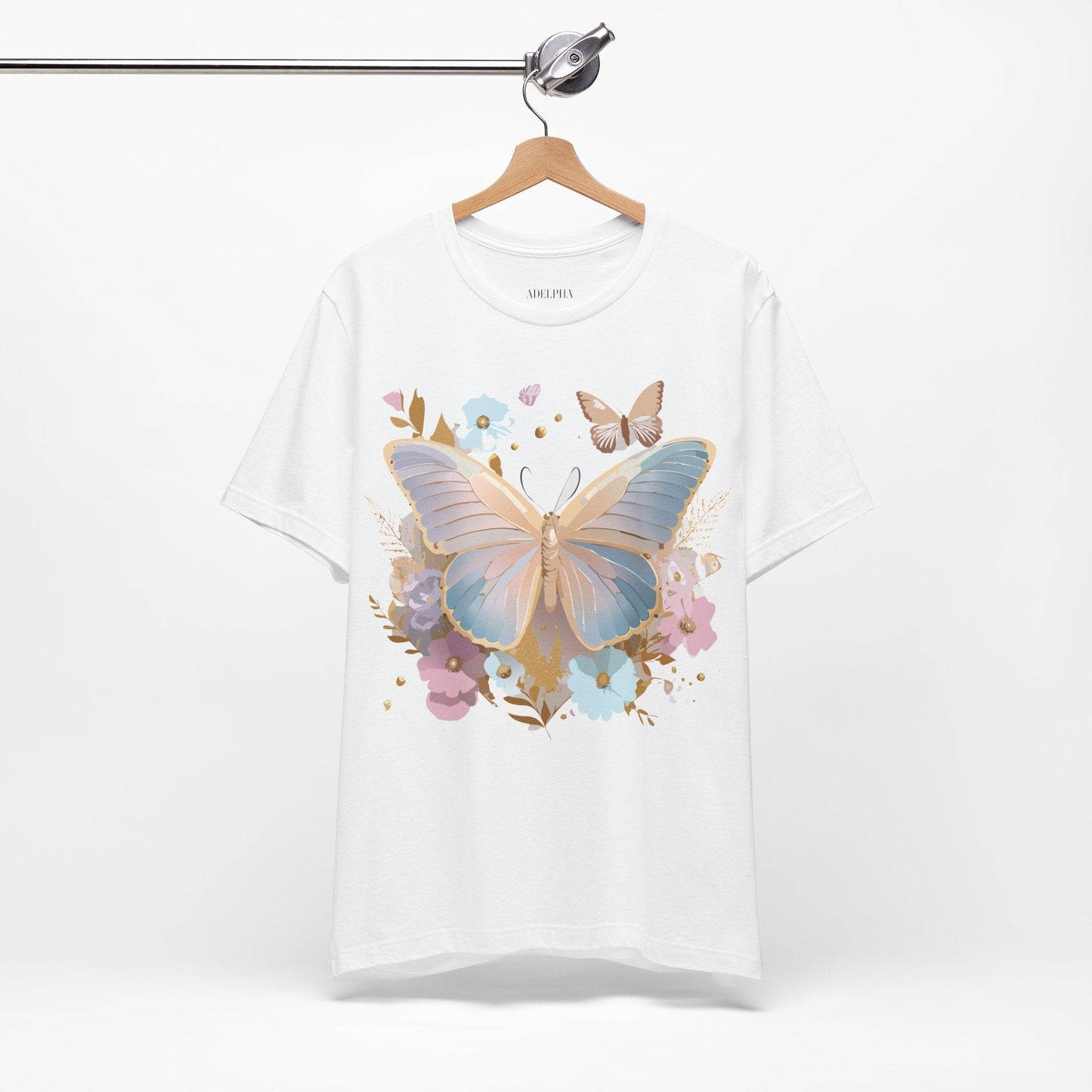Butterfly Graphic Unisex 100 Cotton Lightweight Vintage Floral Design Jersey Tee 11