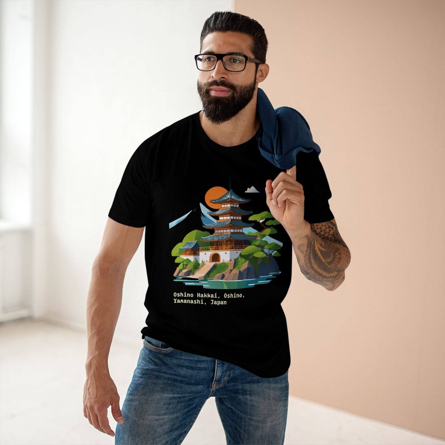 Japan Travel Shirt Unisex Cotton Tee With Original Art Design From Retro2Nova Collection