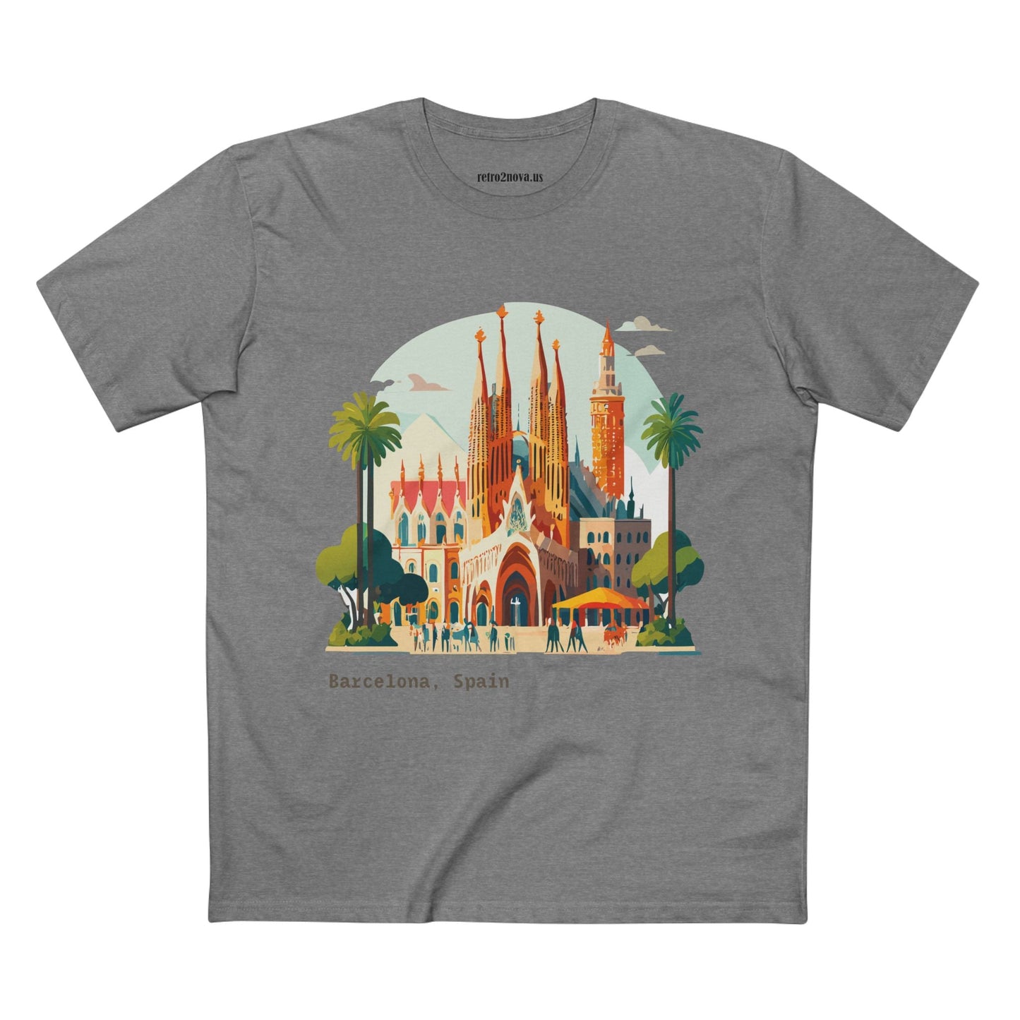 Barcelona Travel Tourist Shirt Unisex Premium Cotton Tee With Original Art Design By Retro2Nova