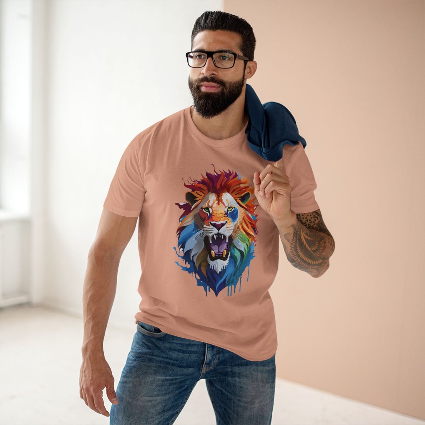 Lion Graphic Unisex 100 Cotton Staple Tee with Animal Design Artwork 30