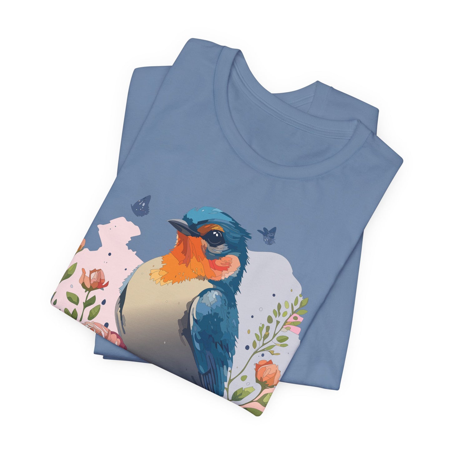 Floral Bird Tee, Animal Shirt, Bird Shirt, Floral Tee, Flower T-shirt, T-Shirt with Animal