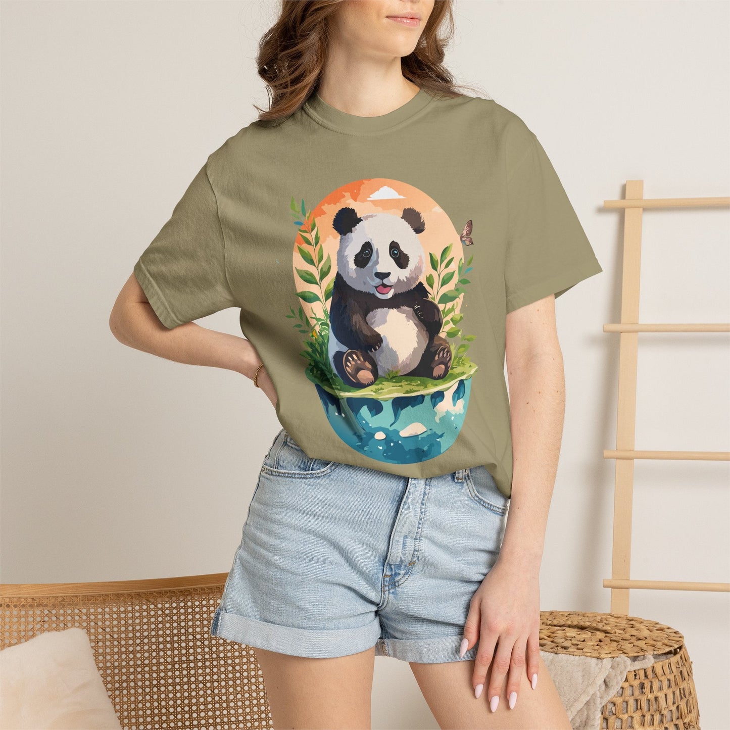 Panda Portrait Graphic T-Shirt Unisex Cotton Floral Animal Art Tee pp4