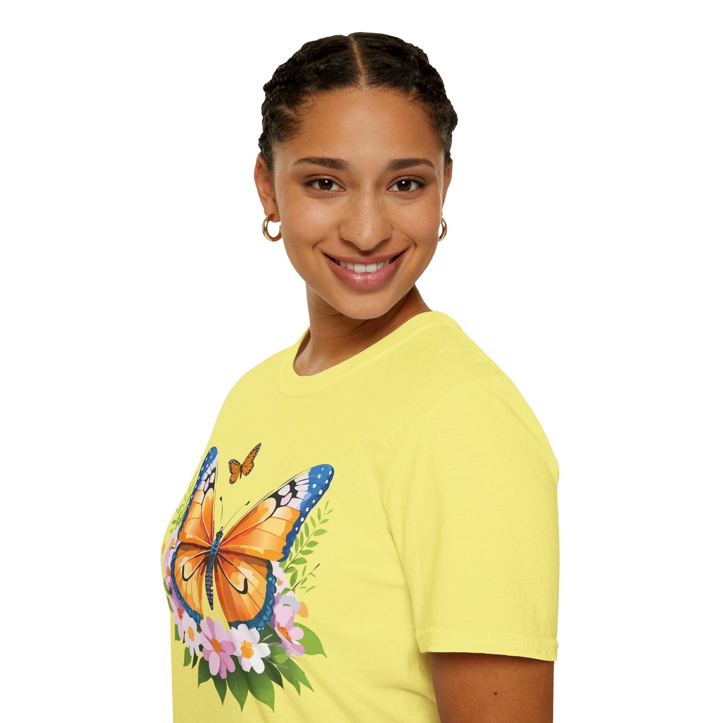 Butterfly Shirt Unisex Cotton Tee Monarch Butterfly Design Gildan Softstyle 64000 Short Sleeve